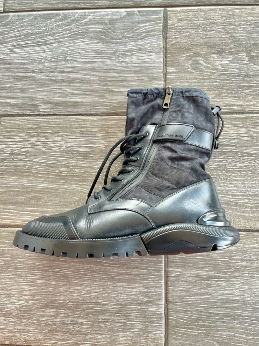 Dior Runway Pre Fall 2019 Oblique Monogram Nylon Leather Combat Boots - Picture 6 of 10